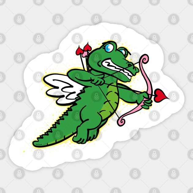 Modest Gator Cupid Sticker by BenSimons